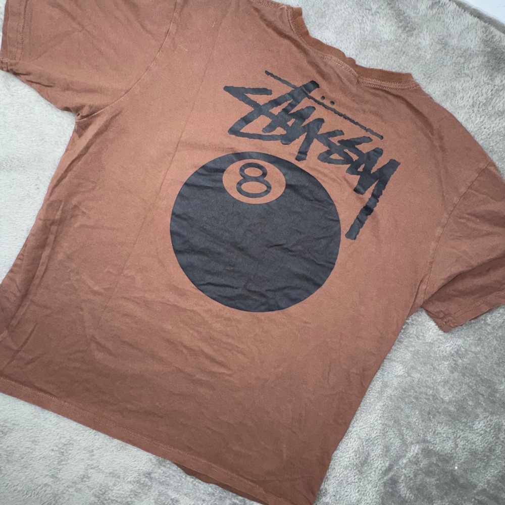 Stussy 8 Ball Graphic T Shirt Mens Large Brown Good Vintage Pre-2007 Streetwear